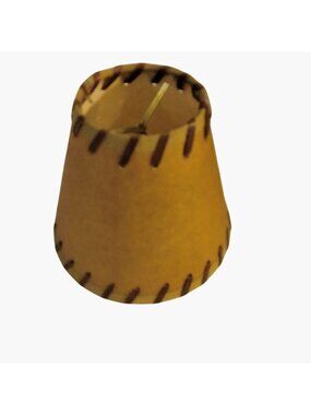Mini Western Lamp Shade Rustic Whip Stitched Lodge Beige Brown
